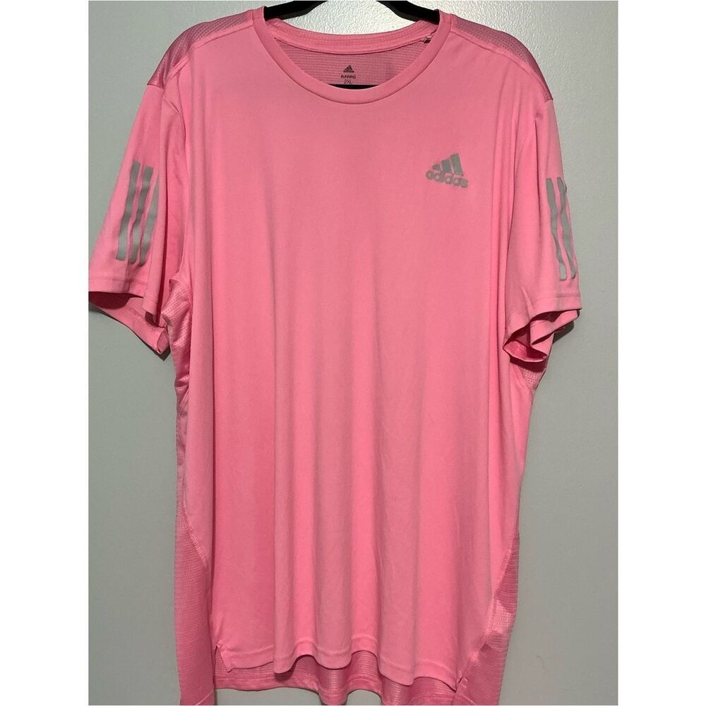 Adidas Own the Run T-shirt in bliss pink with reflective silver details size XXL